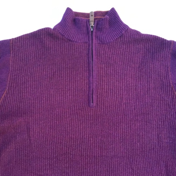 Robert Graham 1/4 zip  purple 100 % wool textured stripes pullover  Sz M - Picture 2 of 11